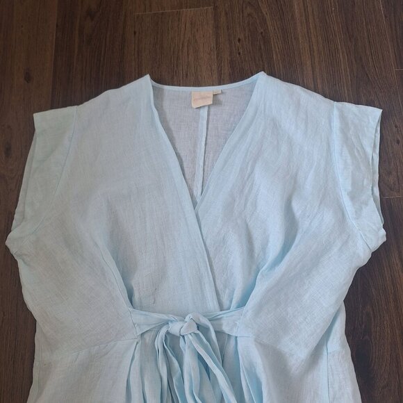 💙 Reistor 100% Hemp Wrap Style Short Sleeve Top Size 2X Preppy Lightweight Natu - Picture 4 of 11